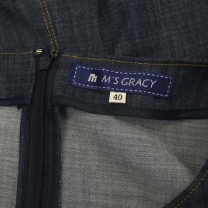 M'S GRACY ワンピース パフスリーブ デニム 膝丈 40 ネイビー