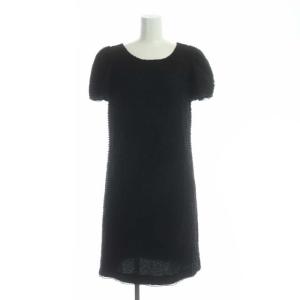 ワンピース パフスリーブ ティアード 半袖 膝丈 40 黒 ブラック