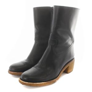 A.P.C. ブーツ ショート レザー チャンキーヒール 39 ブラック