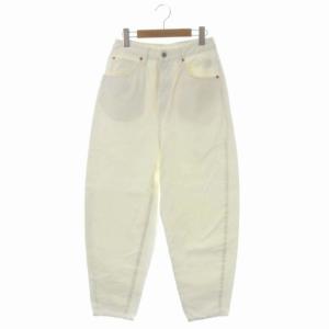 テーパードデニムパンツ ジーンズ ハイライズ 38 ホワイト