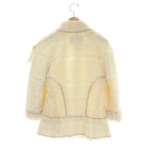 CHANEL レース装飾 ツイード チェーントリム ジャケット ココマーク 38 アイボリー