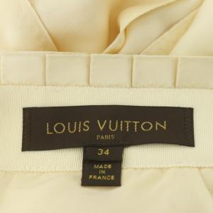 LOUIS VUITTON プリーツ スカート ロング ウエストフラワービーズ装飾 セミフレア 34 アイボリー