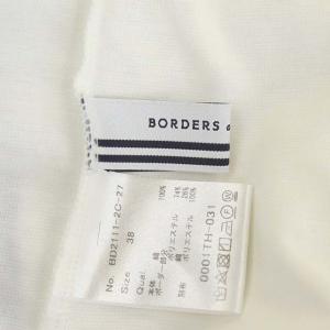 BORDERS at BALCONY フリルスリーブショート丈Tシャツ カットソー 半袖 38 ホワイト ブラック