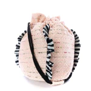 LINTON TWEED BALL ショルダーバッグ 巾着 ピンク