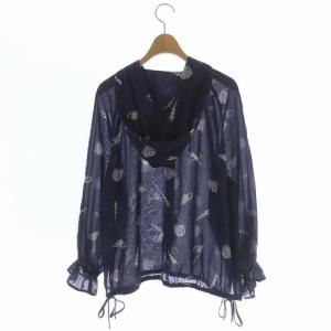 Grace Class 22SS シェルモチーフフーディー ブラウス シャツ 長袖 薄手 36 紺 ネイビー