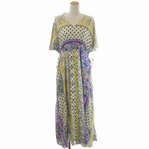 22SS タイルプリントギャザーワンピース 総柄 36 マルチカラー