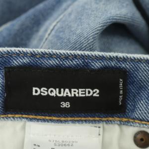 DSQUARED2 COOL GIRL CROPPED JEAN ワイド ロールアップ ボタンフライ 36 ブルー