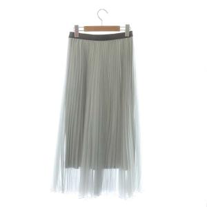 ANAYI マットオーガンジープリーツスカート ロング フレア イージー 38 スモークグレー