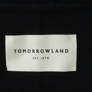TOMORROWLAND シャルムリバーフーデッドガウンコート ロング ウール リボンベルト付き 36 ネイビー