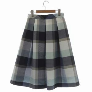 BLUE LABEL CRESTBRIDGE チェックフレアスカート ミモレ丈 タック 38 マルチカラー