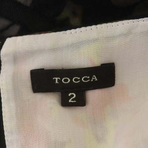 TOCCA フラワー刺繍ワンピース ひざ丈 ノースリーブ 2 ブラック