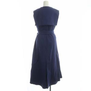 ebure ロンハーマン別注 Botanical Cotton Linen Dress セーラーカラー 36 青