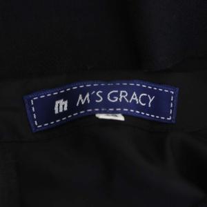 M'S GRACY レイヤードワンピース リネン混 七分袖 タイト 膝丈 スカラップ クルーネック 40 ブラック ホワイト
