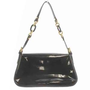 FENDI エナメルハンドバッグ ロゴ 黒