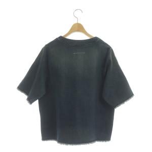 Martin Margiela 6 MM6 カットオフコットンデニムカットソー 半袖 ストレッチ 40 紺 インディゴ