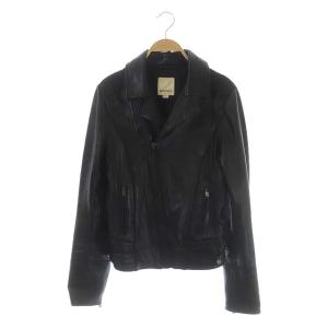 ラムレザーライダースジャケット 羊革 ジップアップ S ブラック