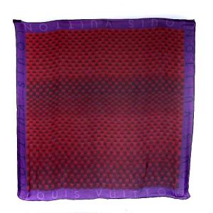 スカーフ 総柄 シルク バイカラー 赤 レッド 紫 パープル