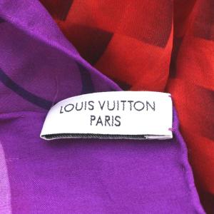 LOUIS VUITTON スカーフ 総柄 シルク バイカラー 赤 レッド 紫 パープル
