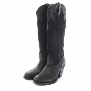GRACE CONTINENTAL ウエスタンブーツ ロングブーツ トライバルスウェードステッチ 25cm ブラック