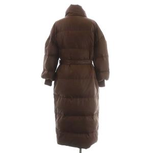 Ameri VINTAGE STAND COLLAR DOWN COAT ダウンコート ロング ジップアップ ベルト付き F ブラウン