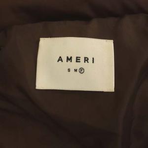 Ameri VINTAGE STAND COLLAR DOWN COAT ダウンコート ロング ジップアップ ベルト付き F ブラウン