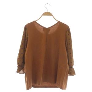 MUVEIL カットソー 小紋柄 切替 七分袖 38 ブラウン