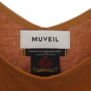 MUVEIL カットソー 小紋柄 切替 七分袖 38 ブラウン