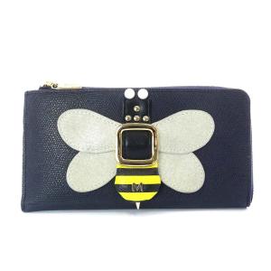 AIR24758 with airlist 長財布 蜂モチーフ カーフレザー ネイビー 
