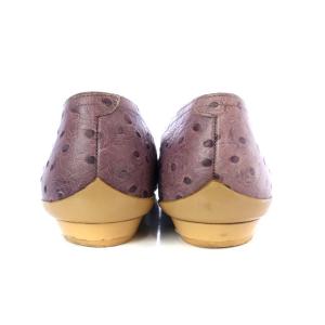 Salvatore Ferragamo オードリー AUDREY パンプス フラット オーストリッチレザー 6.5C 24cm 紫 パープル
