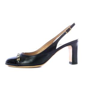 Salvatore Ferragamo パンプス ハイヒール ヴァラ バックストラップ レザー 6.5C 24cm ブラック