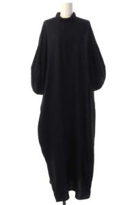 22SS リネンライク 立体スリーブDRESS ワンピース 38 紺