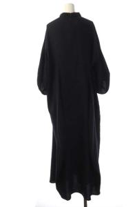 ENFOLD 22SS リネンライク 立体スリーブDRESS ワンピース 38 紺