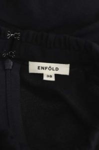 ENFOLD 22SS リネンライク 立体スリーブDRESS ワンピース 38 紺