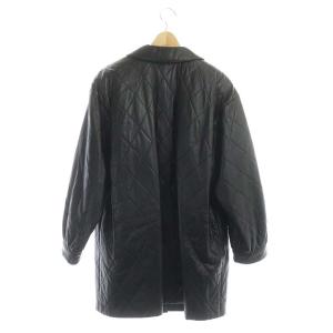 Leilian ラムレザーコート アウター キルティング ビッグカラー 9 ブラック