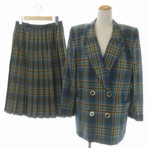 セットアップ テーラードジャケット ダブル プリーツスカート ロング チェック 11 マルチカラー