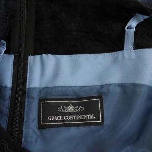 GRACE CONTINENTAL トリミングレースワンピース ミモレ丈 ノースリーブ 38  ライトブルー ブラック