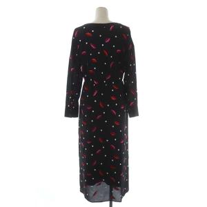 Diagram GRACE CONTINENTAL リップドットワンピース ロング 長袖 前開き ドロスト 刺繍 ペチコート付き 36 ブラック