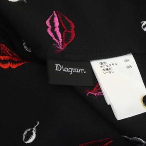 Diagram GRACE CONTINENTAL リップドットワンピース ロング 長袖 前開き ドロスト 刺繍 ペチコート付き 36 ブラック