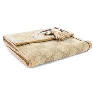 GUCCI GGキャンバス シェリーライン 折り畳みウォレット タッセル べージュ