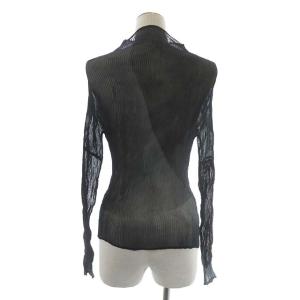 ISSEY MIYAKE カットソー ハイネック プリーツ シアー 長袖 2 ブラック グレー