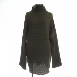 ハイネック プリーツ トップス カットソー プルオーバー 長袖 M ブラウン