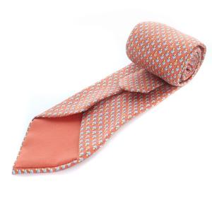 HERMES ネクタイ きのこ柄 シルク レッド
