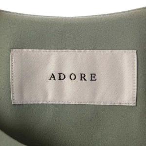 ADORE 20AW クールジョーゼットノーカラージャケット ミドル丈 薄手 スナップボタン 38 スモークミントグリーン