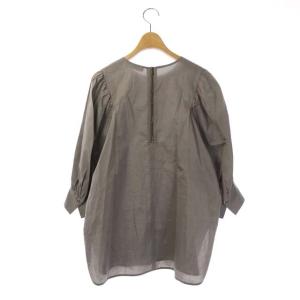 ebure ギャザースリーブバックジップブラウス シャツ チュニック丈 プルオーバー 38 グレージュ