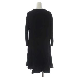 JIL SANDER ネイビー NAVY 切り替え 裾フレア ワンピース ミモレ丈 長袖 36 ブラック
