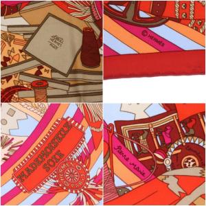 HERMES スカーフ カレ 45 MADEMOISEILLE SOIE 赤