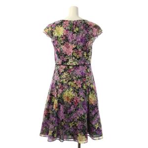TOCCA フラワーデザインワンピース 半袖 ひざ丈 フレア 花柄 2 マルチカラー