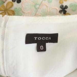 TOCCA IMPATIENS ドレス フレアワンピース 花柄刺繍 タック ミディ丈 ノースリーブ 0 アイボリー ライトピンク ミント