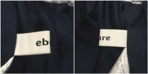 ebure ストライプギャザースカート フレア フロントボタン ロング 38 青 白 ブルー ホワイト