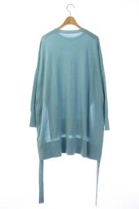 ADORE 21SS ライトハイゲージニット セーター 薄手 クルーネック 長袖 チュニック丈 プルオーバー 38 水色 ライトブルー